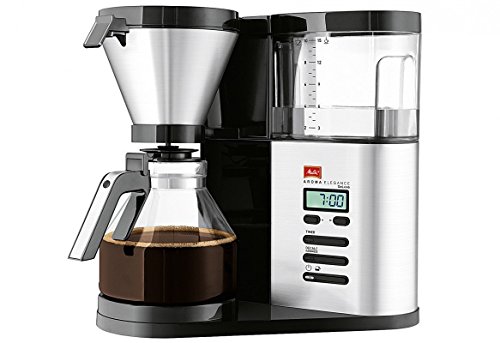 Melitta AromaElegance DeLuxe 1012-03, Filterkaffeemaschine mit Glaskanne, Aroma Control, Timer-Funktion, Schwarz/Edelstahl